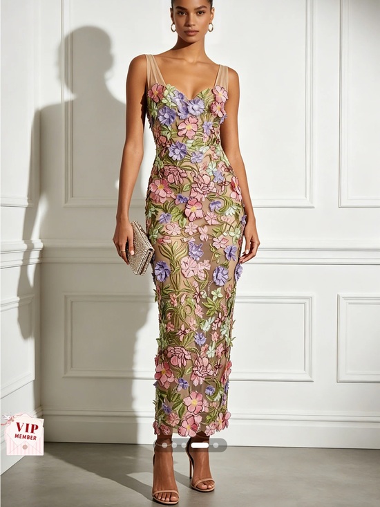 Fehaute Dresses & Skirts - Fehaute floral appliqué dress NWT
